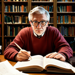 **"A wise, independent academic wearing glasses, sitting at a desk filled with academic papers. Bookshelves overflowing with books in the background. The lighting is soft and warm, conveying intelligence and knowledge."** (This prompt is based on the importance of seeking expert opinions).